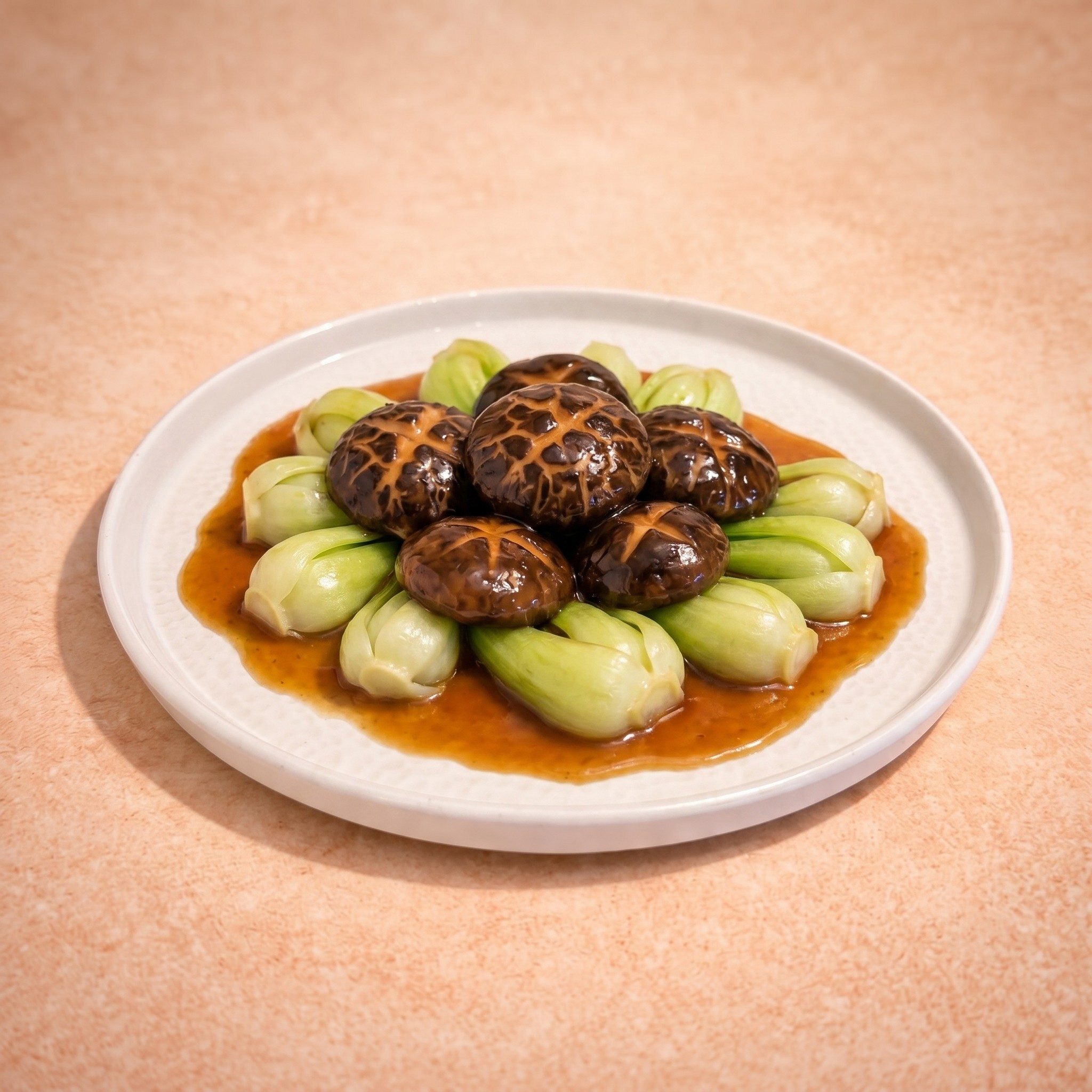 Chinese Mushroom Over Bok Choy (蟹肉扒菜贍).