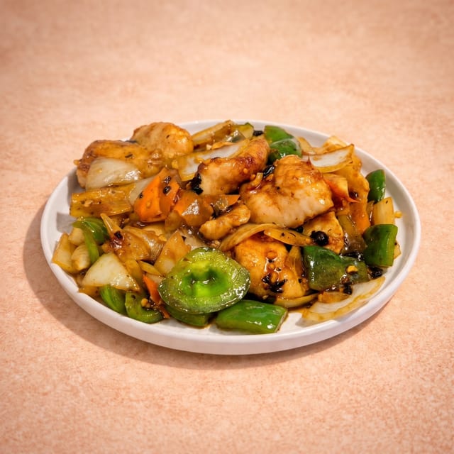 Sizzling Cod Fillet w/ Black Bean Sauce (鐵板豉汁班塊).