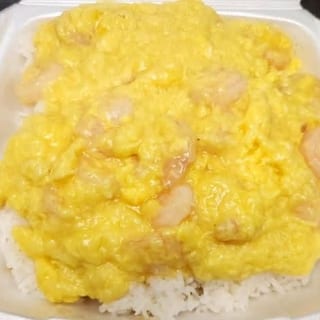 Shrimp w/ Egg Sauce over Steamed Rice