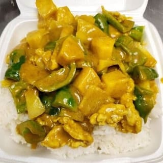Curry Chicken over Steamed Rice